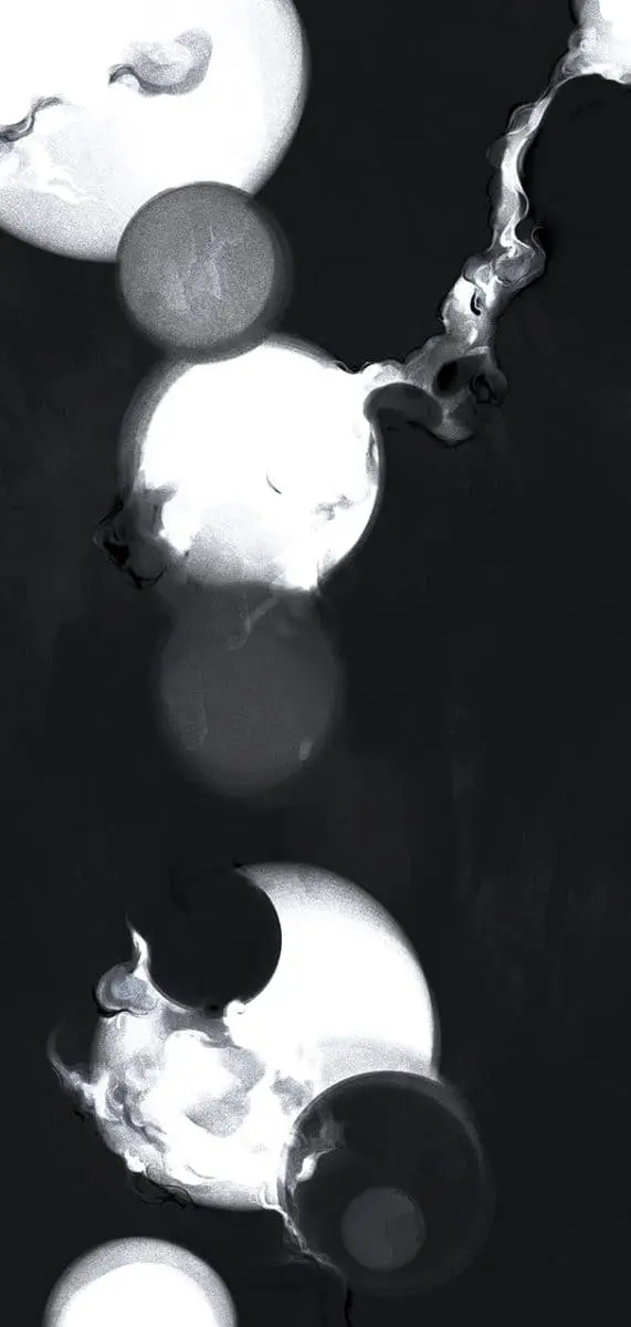 與座巧さん水墨画。グループ展「BLACK(paris)」出展作品
