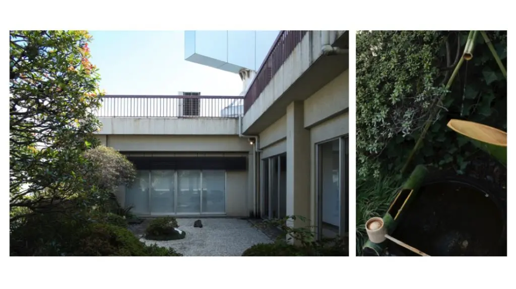 鹿威しや庭園がある屋上