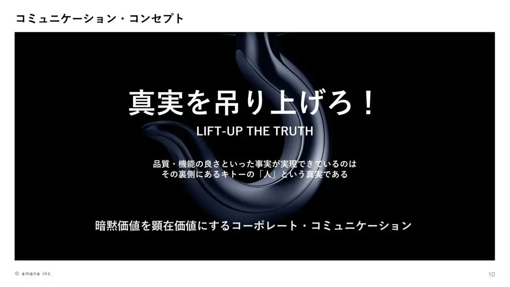 アマナ提案資料より|ブランドムービーにおけるコミュニケーション・コンセプト「真実を吊り上げろ!」