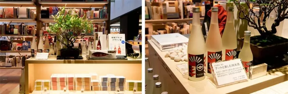 銀座 蔦屋書店オリジナルの製品を販売。「アートと楽しむ」のは、江戸時代の風習に着想を得て。造り酒屋とのコラボレーションで製造販売しています。