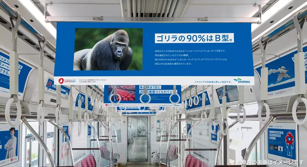 シスメックス「誰かに話したくなる 血液トリビア」車内広告