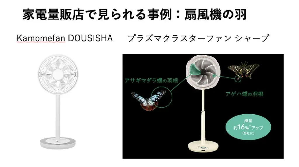 チョウの翅を模倣してつくられた扇風機の羽